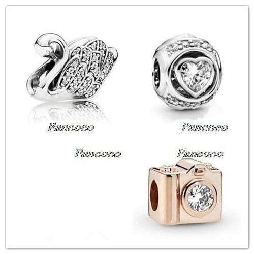 925 Sterling Silver Animal Bead Charm Pink Enamel Eeyore Gog Beads Fit Women Pandora Bracelet & Necklace Jewelry