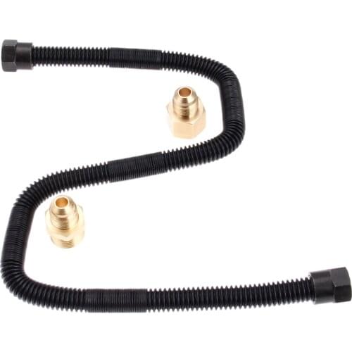 1kit Flex Gas Line Connector Kit 1/2inch X 24inch For NG Or LP Fireplaces Fire Pit And Fireplace Burners 1/2inch OD x 3/8inch ID