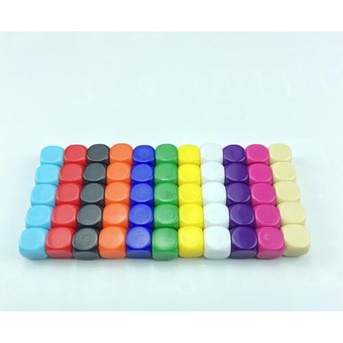 10Pcs/Lot 16mm Dice Rounded Corner Boardgame Acrylic Hexahedron Blank Dice Can Write Color Free Creativity Interesting DIY Dice