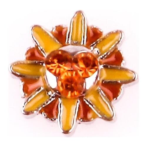 F628 Yellow orange flower shape floating charms for living memory glass floating locket charms DIY jewelry 20pcs/lot