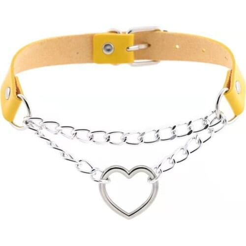 2021Harajuku Peach Heart-Shaped Clavicle Chain Fashion Trend Leather Punk Style Love Necklace Necklace Party Strap Birthday Gift