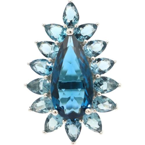 23x202mm Beautiful Drop Shape 4.0g White Bright Cubic Zircon Women Wedding Daily Wear 925 Sterling Silver Rings