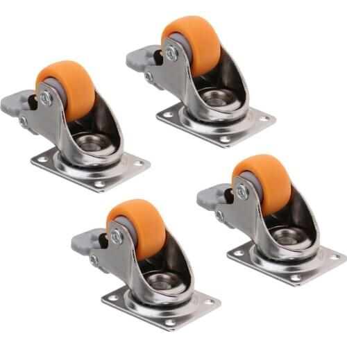 4pcs 13kg Load Nylon Castor Wheel Trolley Furniture Industrial Casters 1inch