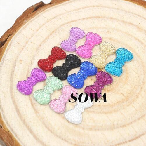Free Shipping Size 12.5*7mm 50pcs/lot Multicolor Bow Shape Flatback Scrapbooking For Phone/Wedding ABS Resin Beads