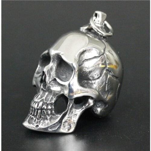 Big Heavy Skull Head Pendant Mens 316L Stainless Steel Jewelry Fashion Biker Pendant