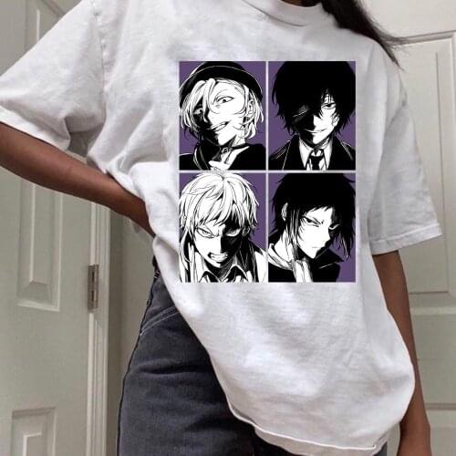 Bungo Stray Dogs Friend Cosplay Dazai Osamu Edogawa Rampo Nakajima Atsushi Akiko Yosano Short Sleeve Men Anime Eyes T-shirt