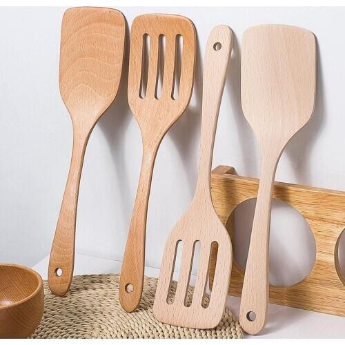 Beech Turner Wood Spatula Kitchen Accessories Non-Stick Cookware Cooking Tools Gift Wooden Shovel x1