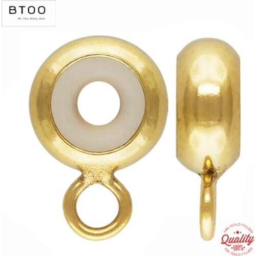 Real 14K Gold Filled Stopper Beads With Ring 5MM/7MM Gold Silicone Beads for Jewelry Making Handmde DIY Accessories