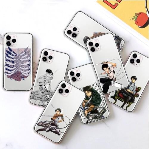 Attack on Titan Phone Case for Iphone 12 Mini 11 Pro XS MAX 8 7 6 6S Plus X SE XR Shingeki No Kyojin Levi TPU Fundas Coque Case