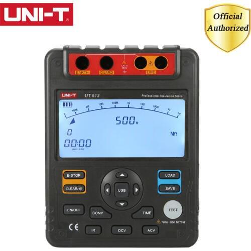 UNI T UT512 Digital Insulation Resistance Tester Voltmeter Megohmmeter PI/DAR Data Storage USB interface LCD Backlight