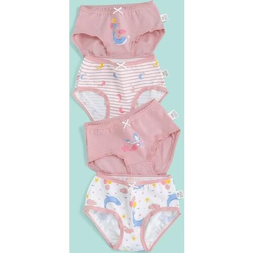 Childrens Underwear Girls Pure Cotton Flat Angle Little Girls Triangle Cotton Shorts Lace Middle Big Girl Baby Does Not Clip