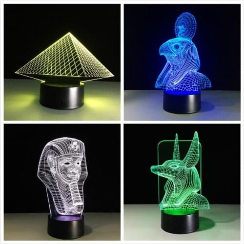 Ancient Egypt Anubis 3D Lamp LED Night Light Illusion 7 Colors Changed Xmas Toy Gift USB Light Friends Gift Home Decor Drop Ship