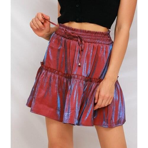 High Waist Elastic Solid Color Skirt Fashion Casual Skirts Womens New Fresh and Sweet Beauty Dress
