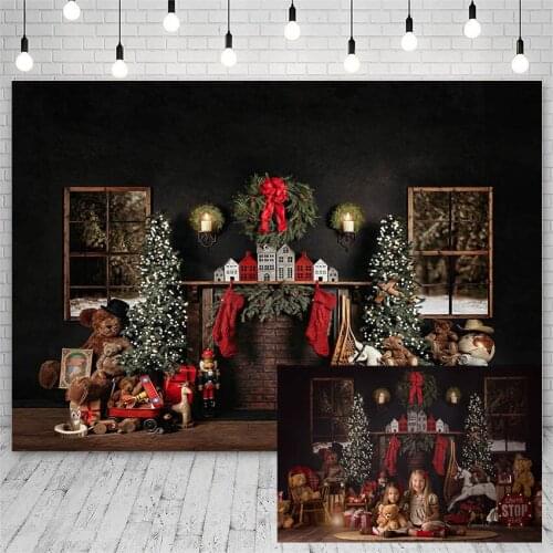 Avezano Photography Backdrops Christmas Tree Sock Toy Bear Light Candle Gift Decor Child Background For Photo Studio Photophone