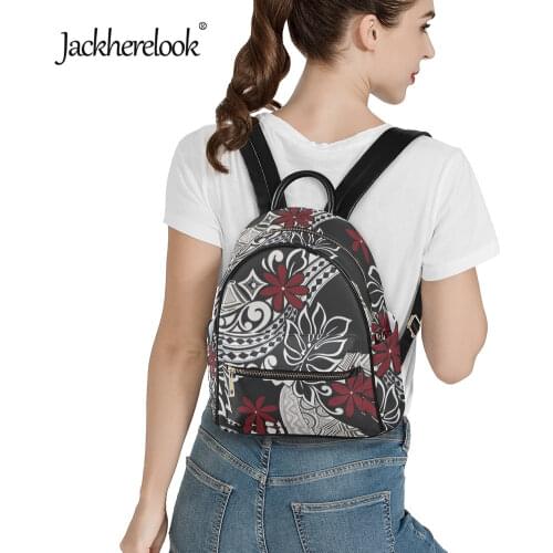 Jackherelook Polynesian Plumeria Print Women Mini Backpack Wallet 2pcs/Set Luxury PU Satchel Girl Small Schoolbag mochila mujer
