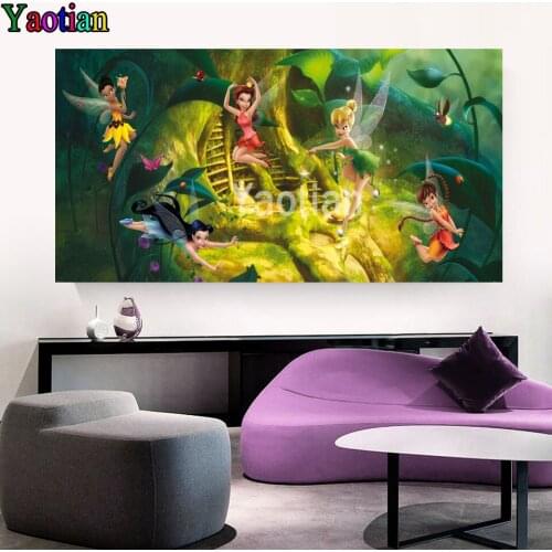 Full Drill Square/Round 5D Diamond Painting Large Cartoon fairy elf Diamond Embroidery Mosaic Rhinestones Decoration For Home