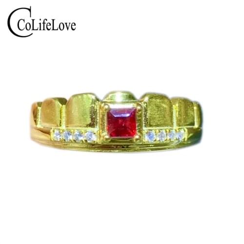 CoLife Jewelry 100% Natural Ruby Ring 3mm SI Grade Ruby Silver Ring Brithday Gift for Woman Fashion Silver Gemstone Ring