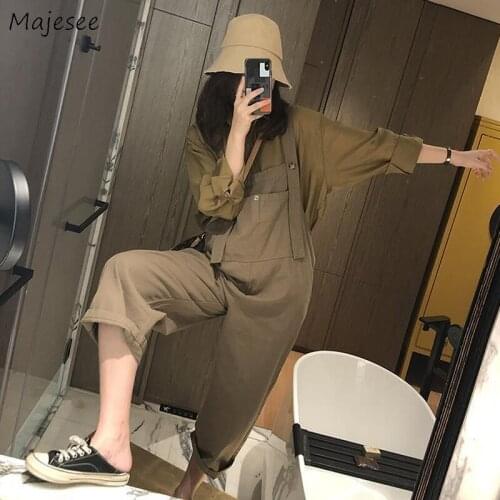 Women Jumpsuits New Spring Cargo BF Simple Adjustable Straps Harajuku Ulzzang Vintage Retro All-match Leisure Students Female