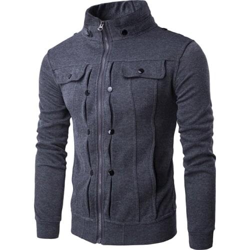 Casual Mens Jackets Solid Color zipper Jacket Male Casual Stand Collar Cotton Coat Cardigan Slim Fit button Outerwear autumn