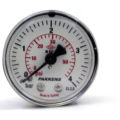Pakkens Diameter 63mm Dry Type Pressure Gauge, Manometer, Back Connection 1/4 ''Manometer Double Scale For Air Compressor