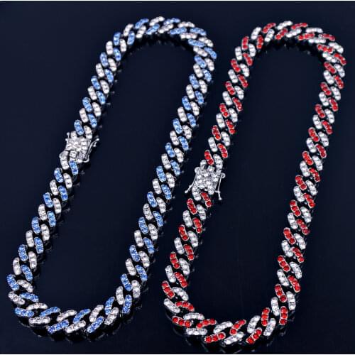 12MM Iced Oud Hip Hop Necklace Miami Cuban Chain Inlaid Rhinestone CZ Zircon Bling Rapper Men Women Jewelry