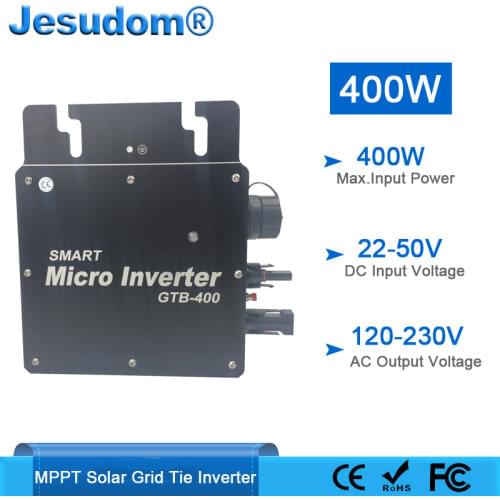 Mppt Inverter 400W 22V-50VDC Input 80-160VAC Output Suit to 120V/230V Smart Grid Tie Micro Converter for PV Monitoring System