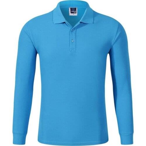 Men Polo Shirts Plain Long Sleeves Size S-4XLTurn Down Collar Cotton Blended Hombre Casual Tops