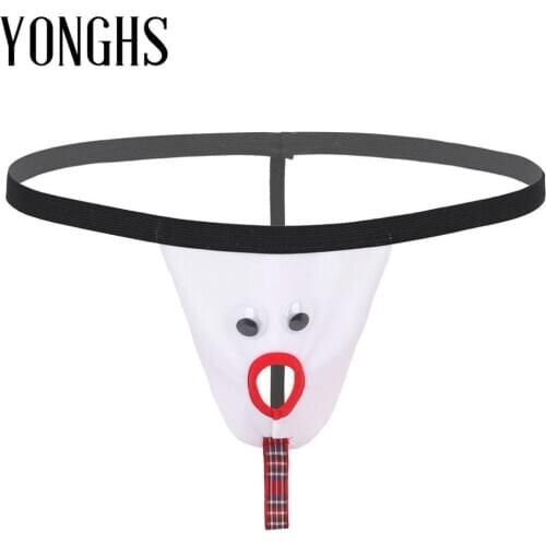 Mens Lingerie Christmas Snowman Underwear Soft Velvet Costume Low Rise Elastic Waistband T-back Panties G-String Thongs Briefs