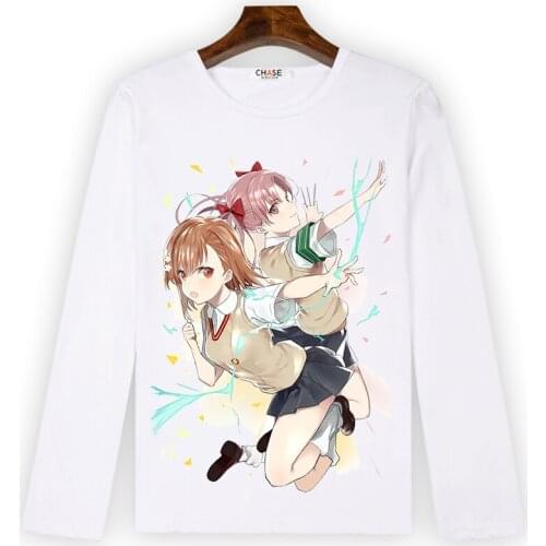 A Certain Scientific Railgun Cosplay T Shirt Misaka Mikoto Cartoon T-Shirt Spring Autumn Long Sleeve Casual Top Tee Costume