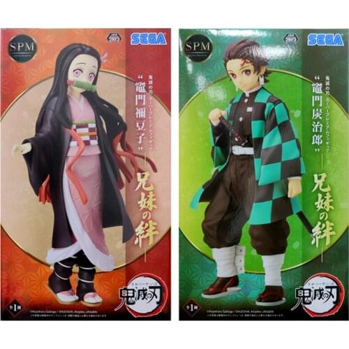 In Stock Sega Original Anime Demon Slayer Action Figure Kamado Tanjirou Nezuko Hold Hands 19Cm Pvc Anime Figure Model Brinquedos