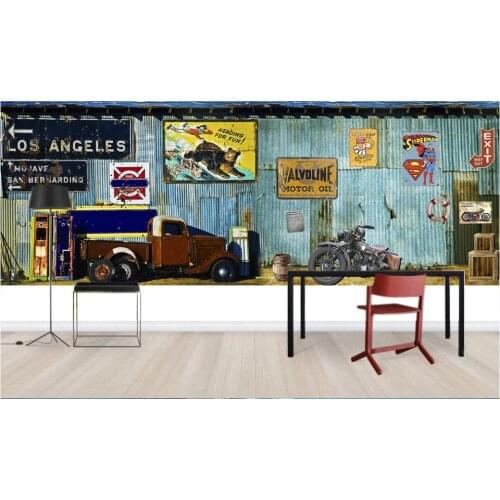 Custom photo mural 3d wallpaper Vintage oil painting car container illustration home decor living room wallpaper for walls 3 d