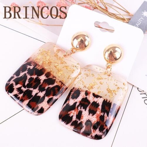 Variety of leopard acrylic resin metal geometric earrings 2019 ladies jewelry big ladies gift acetic acid bohemian personality c