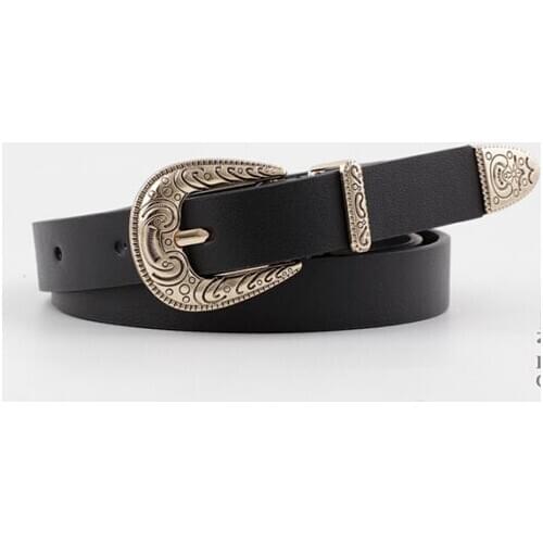 Classic Buckles Belt female deduction side gold buckle jeans wild belts for women fashion students simple casual trousers