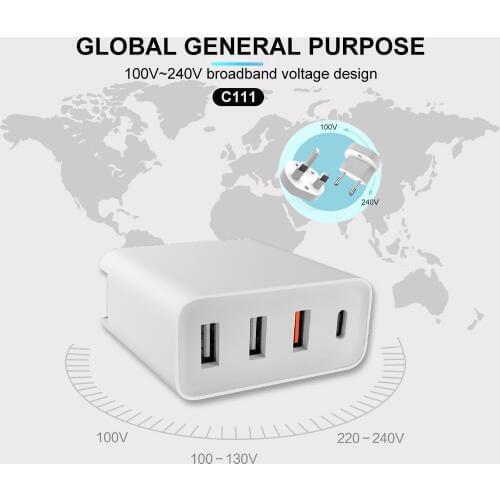 4 Port USB Charger with PD 48W Fast Quick Charge QC 3.0 Type C Charger for Samsung iPhone11 Pro XsMax EU UK US Plug Wall Charger