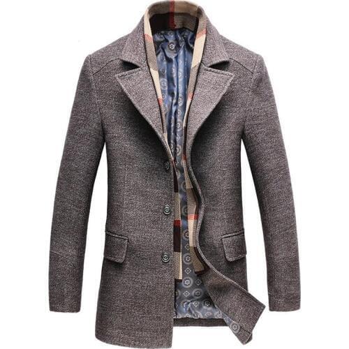 Wool coat men winter long sections thick woolen coats mens casual casaco masculino palto peacoat overcoat erkek mont jackets