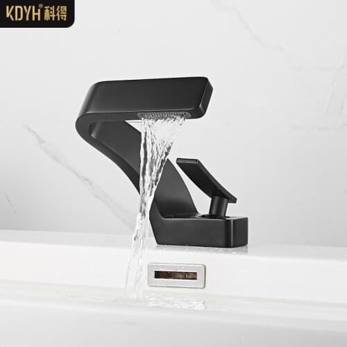 Bathroom Deck Mounted Basin Faucet Black Sink Tap Single Hole Water Tap Hot and Cold mitigeur salle de bain mixer faucet