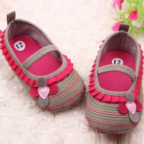 Stylish 0-12 M Sweet Newborn Baby Girls Flower Ruffled Shoes Toddler Soft Bottom Kids Crib First Walkers