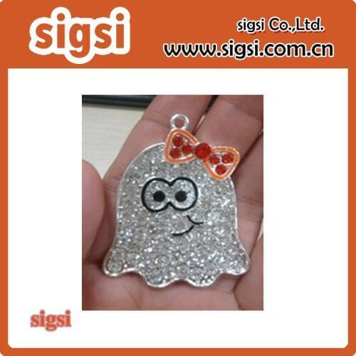 Wholesale Halloween rhinestone lovely ghost pendant
