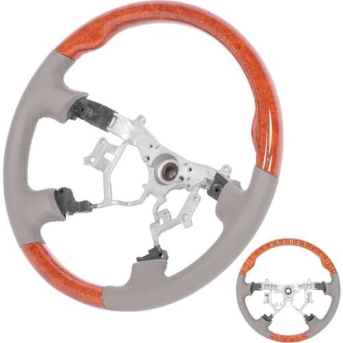Steering Wheel Hubs 15.6in Upgrade Steering Wheel Gray Leather Wood Grain Fit for Camry/Landcruiser/Prado/Hilux direksiyon
