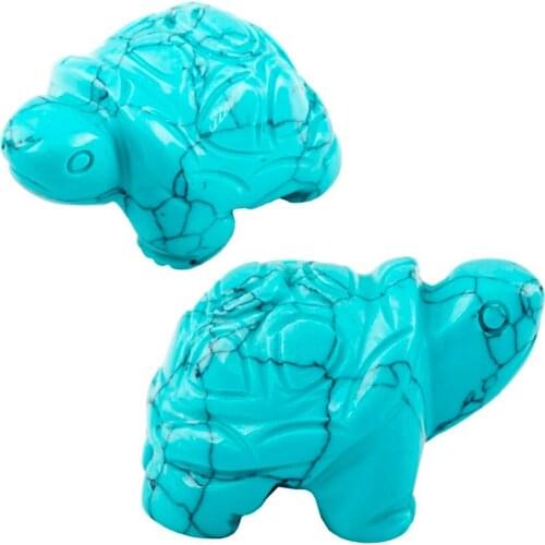 TUMBEELLUWA Handwork Green Howlite Turquoise Turtle Tortoise Pocket Statue Figurines Bookend Amulet Fengshui Jewelry