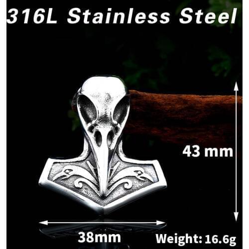 Viking Norse Raven pendant Necklace Crow Runes Thor Hammer Mjolnir Talisman Vintage Eagle Men Chain jewerly