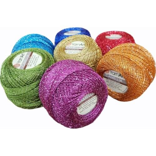 Yarnart Camellia Yarn 25gr-190mt %70 Polyester %30 Metalic Hand Knitting Crochet Lace Embroidery Lurex Shiny Bright Accessories