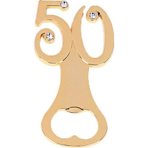 50pcs Gold Digital 50 Beer Openers 50th Golden Bottle Opener Wedding Anniversary 50 Years Old Party Decoration+Free Shipping