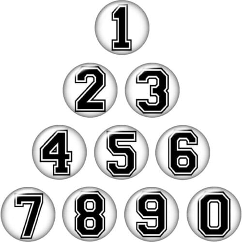 0-9 numerals 10pcs mixed 12mm/16mm/18mm/25mm Round photo glass cabochon demo flat back Making findings