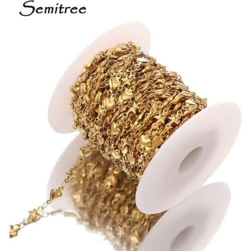 1 Meter Stainless Steel Star Heart Chains In Bulk DIY Necklaces Findings Bracelet Making Accessories Jewelry Components Anklets