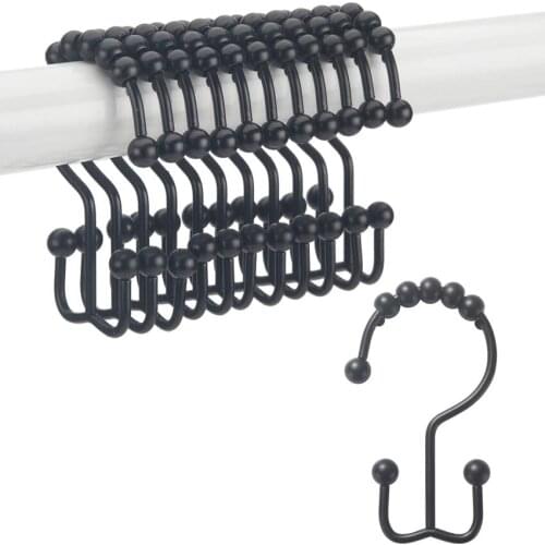 12pcs/pack Shower Curtain Hooks Rings Rust-Resistant Stainless Steel Double Glide Shower Hooks for Bathroom Shower Rods Curtains