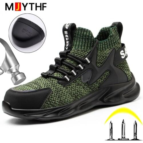 2021 Fashion Work Boots Steel Head Cap Safety Shoes Boots Men Puncture-Proof Work Sneakers Indestructible Shoes Footwear Mens