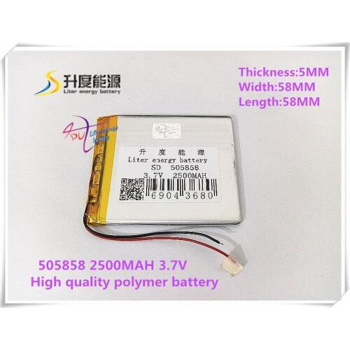 3.7V 2500mAH 505858 polymer lithium ion / Li-ion battery for power bank tablet pc DVD GPS cell phone mp4