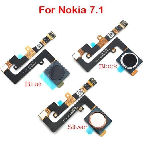 5pcs/lots For Nokia 7.1 Fingerprint Sensor Home Return Key Menu Button Flex Ribbon Cable