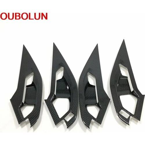 OUBOLUN Interior Accessories For Jaguar E-Pace 2017 2018 Inner Door Handle Bowl Decoration Cover Molding Trim Styling ABS
